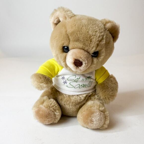 8" Vintage Light Brown Teddy Bear Gund Stuffed Animal Plush Toy‎ 1991 Get Well - Picture 3 of 11